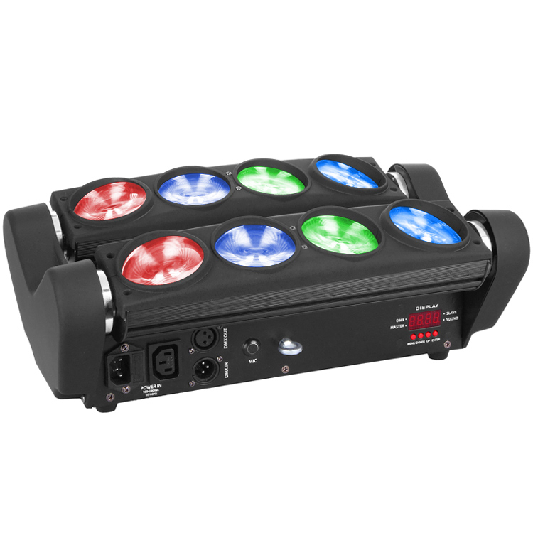 Светодиодный светильник с подвижной головкой «Паук» 8 шт., 10 Вт RGBW 4IN1 MS-SP8