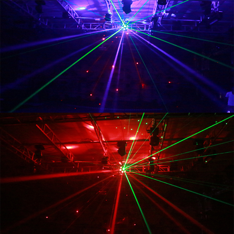 Rotación 12*10W RGBW LED y láser rojo verde doble brazo cabeza móvil DJ etapa luz MS-DB1210