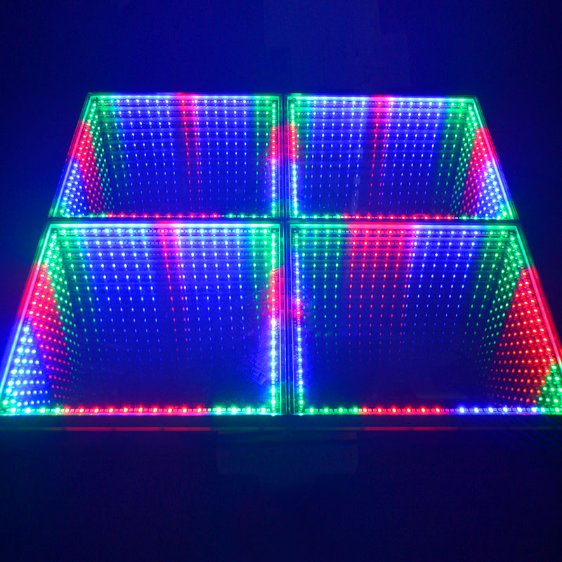 Pista de baile LED con efecto de espejo infinito 3D tricolor RGB para fiesta de boda MS-216