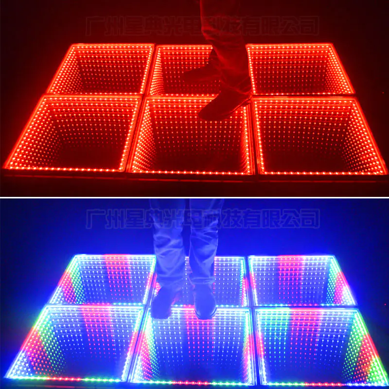 RGB Tri-color 3D Infinity Mirror Effect LED Dance Floor For Wedding Party MS-216